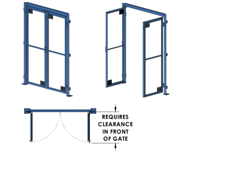 Bi-parting swing gate.