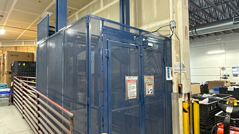 Mechanical Straddle VRC Transports Donated Goods To Three-Levels