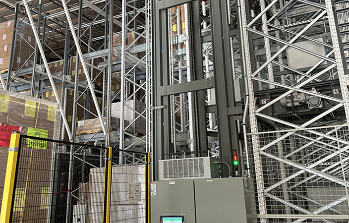 Automated VRC system for AGV rack retrieval and storage