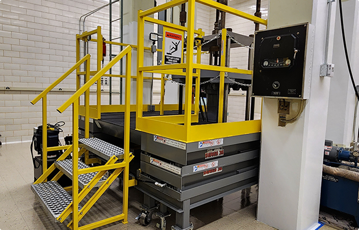 Custom engineered work platform for a complex facility layout